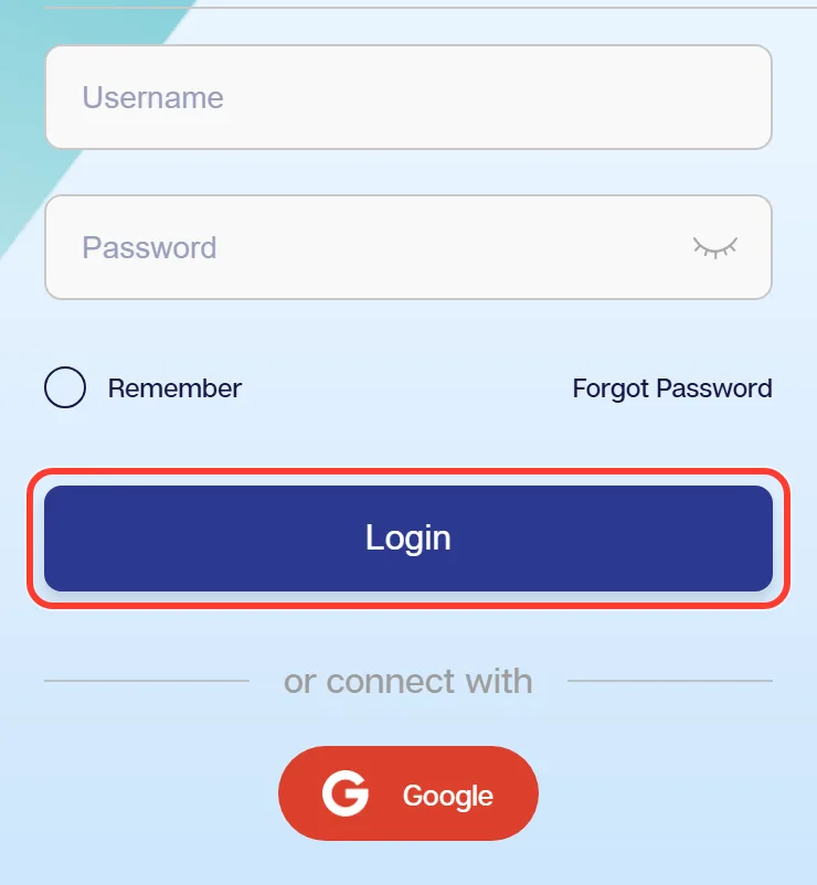 Login button that opens the We1Win account