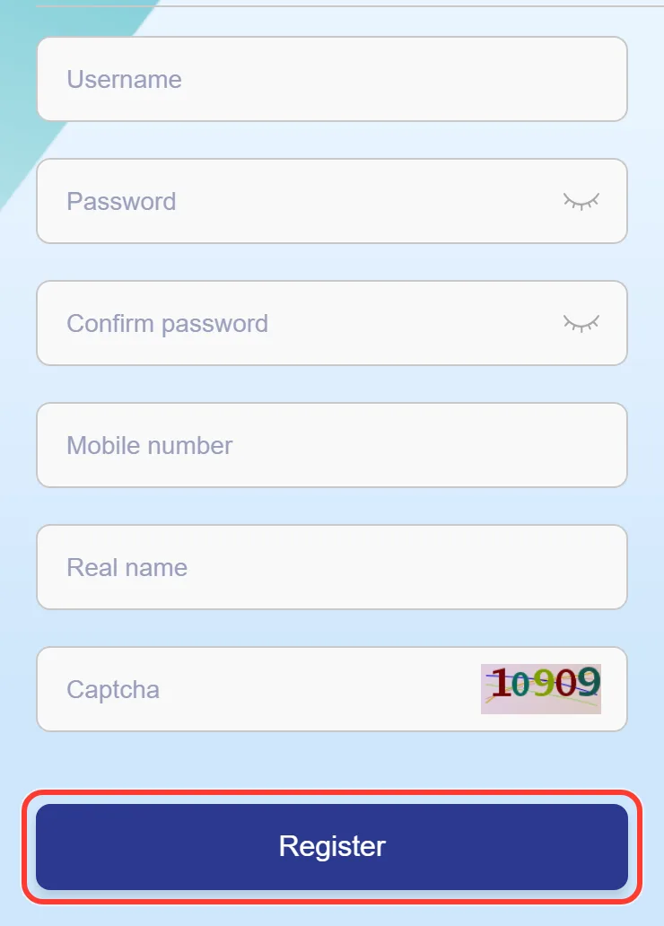 Register button that completes We1Win sign up